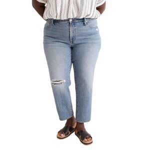 NWT Madewell Mid-Rise Perfect Vintage Jean Ainsdale Knee-Rip Size 24W